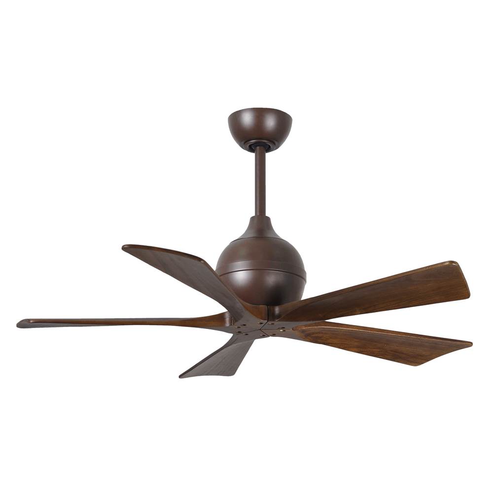 Matthews Fan Company Irene-5 five-blade paddle fan in Textured Bronze finish with 42'' solid walnut tone blades.