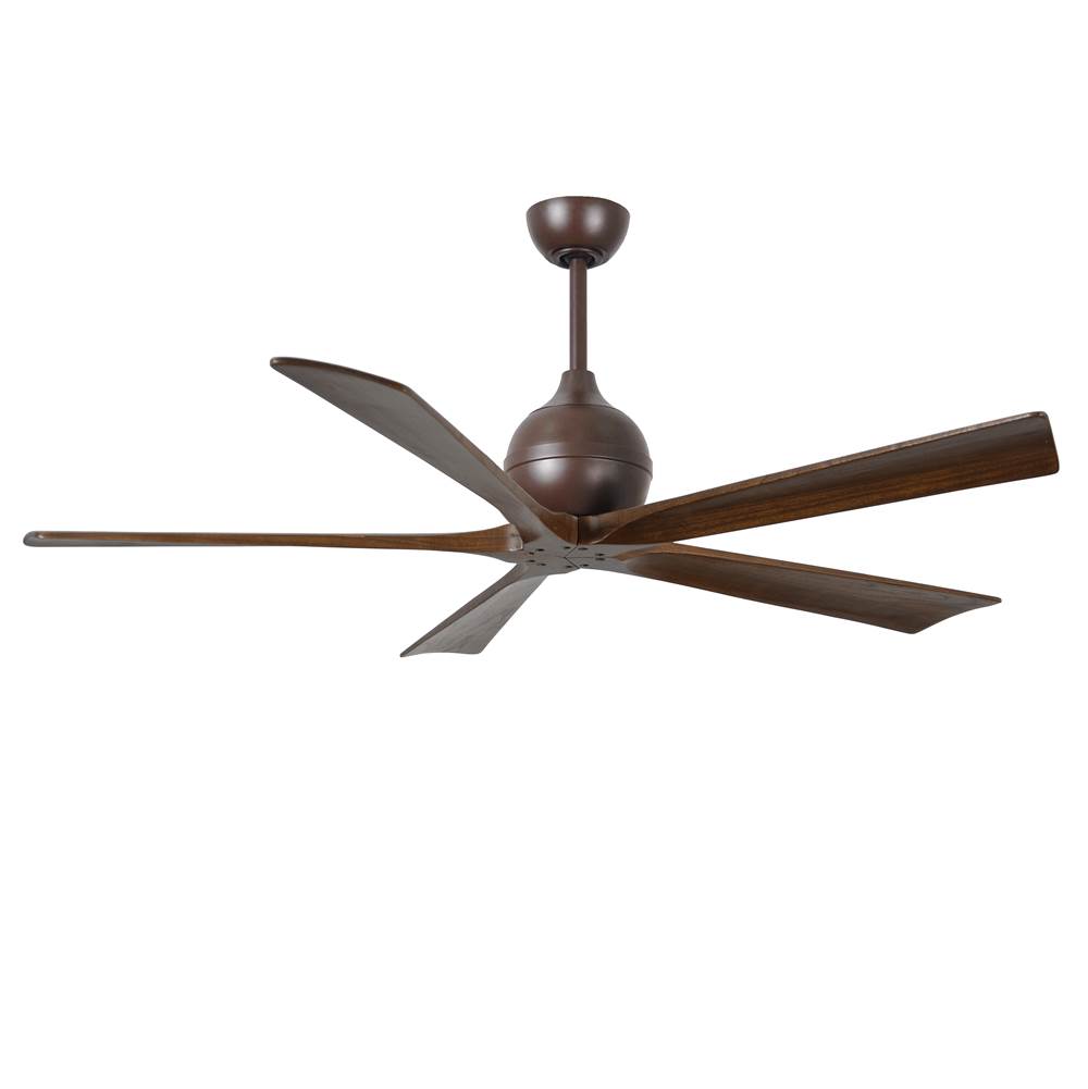 Matthews Fan Company Irene-5 five-blade paddle fan in Textured Bronze finish with 60'' solid walnut tone blades.